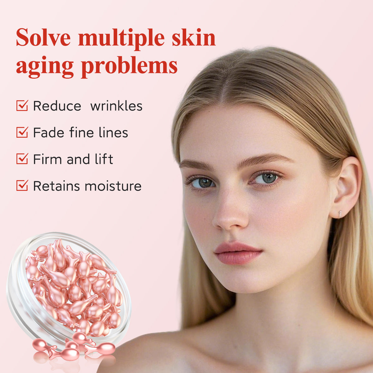 HKH Retinol Serum Capsules for Face: Anti-aging Wrinkle Skincare Serum with Vitamin A & E Collagen for Women - Moisturising Smoothing Fine Lines & Firming Skin - Travel Friendly (38 Capsules)